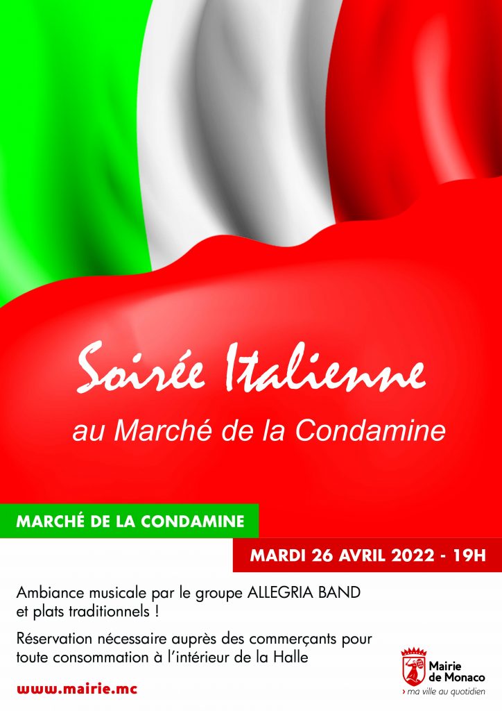 soirée italienne marché de la Condamine Monaco